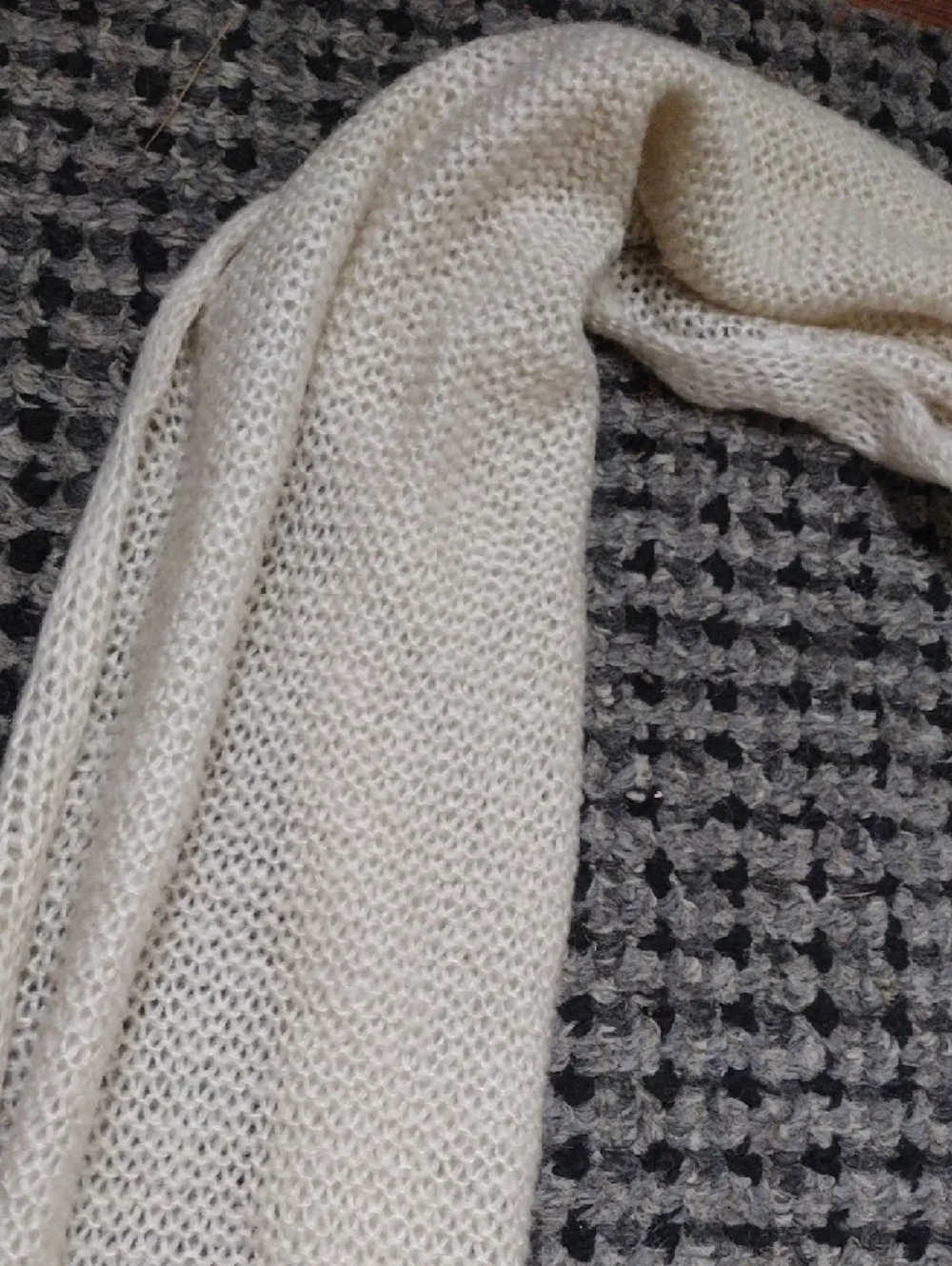 Cream And Sequin Open-Knit Women's Sweater Scarf Wrap - Picture 5 of 7